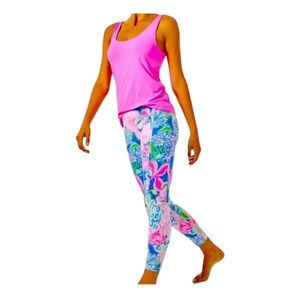 Lilly Pulitzer Weekender Midi Leggings Peony for Your Thoughts Sz XXL Luxletic